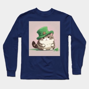 Cute Shamrock kitten Long Sleeve T-Shirt